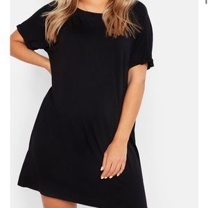 NWT Plus Oversized Roll Sleeve Black T-Shirt Dress